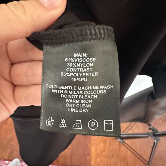 Maniere De Voir Vegan Leather Suspender Dress in Black - Picture 10 of 12